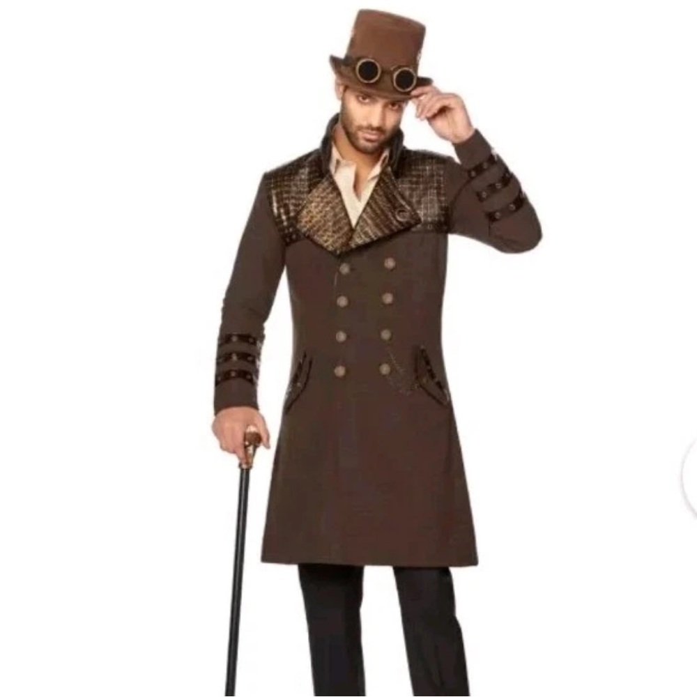Spirit Halloween Steampunk Men's Jacket Size XL Large Coat Duster Brown